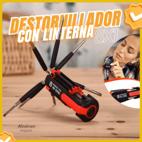 Linterna Con Destornillador 8 En 1